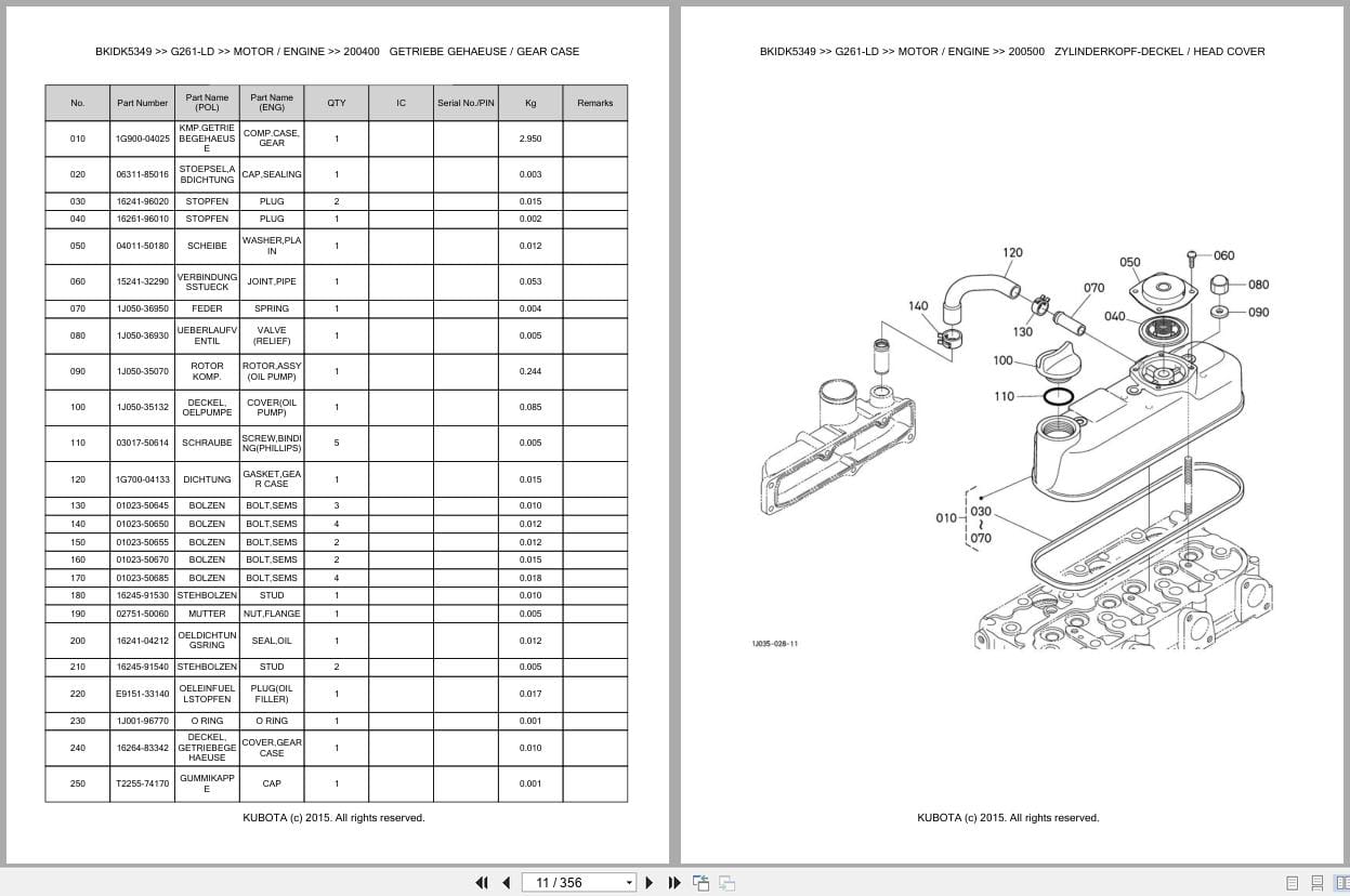 Kubota Tractor G261 LD Parts Catalog EN DE (2)