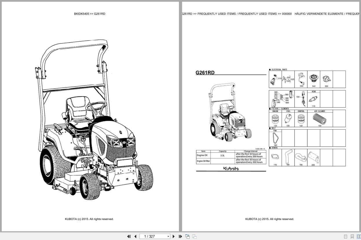 Kubota Tractor G261RD Parts Catalog EN DE (1)