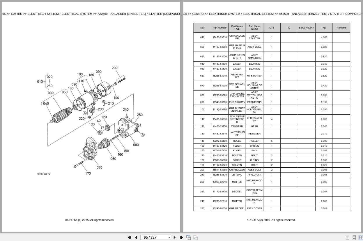 Kubota Tractor G261RD Parts Catalog EN DE (2)