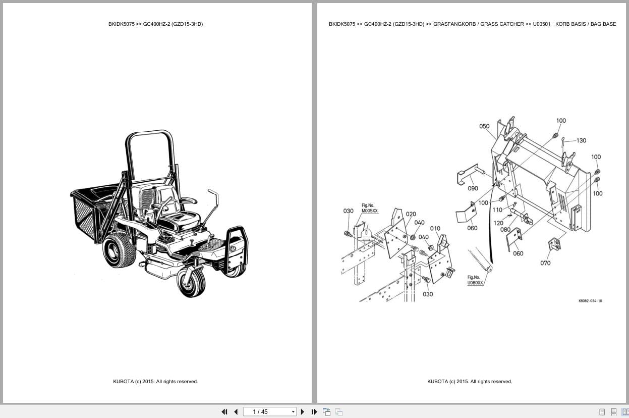 Kubota Tractor GC400HZ 2 GZD15 3HD Parts Catalog EN DE (1)