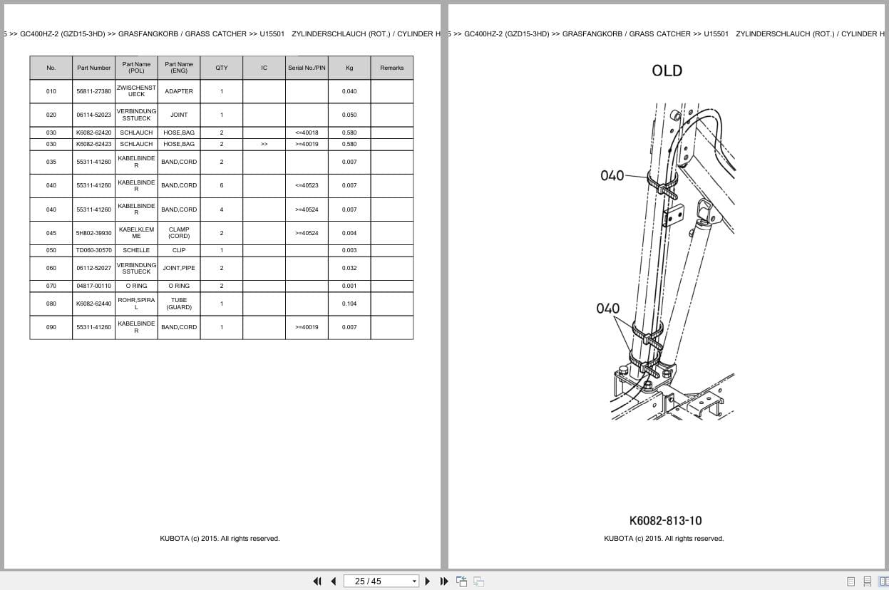 Kubota Tractor GC400HZ 2 GZD15 3HD Parts Catalog EN DE (2)