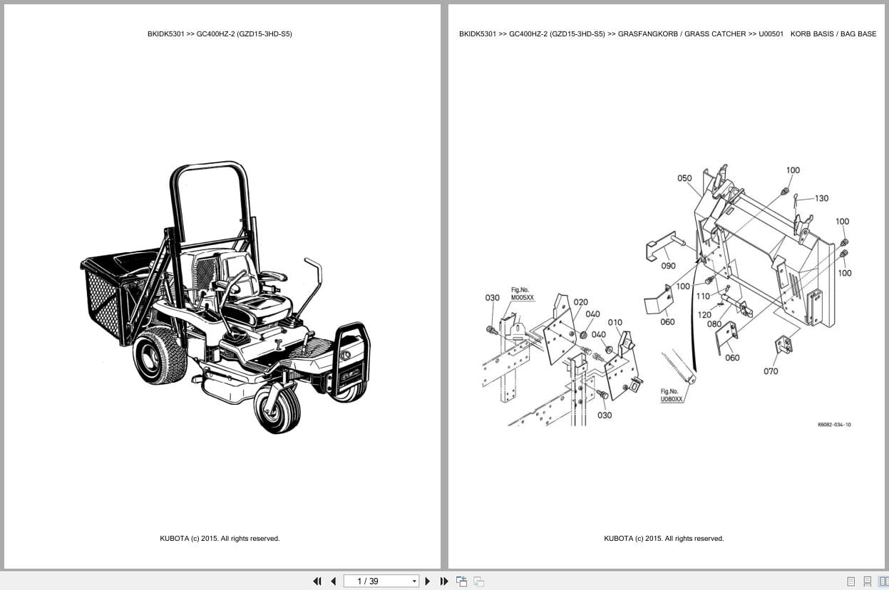 Kubota Tractor GC400HZ 2 GZD15 3HD S5 Parts Catalog EN DE (1)