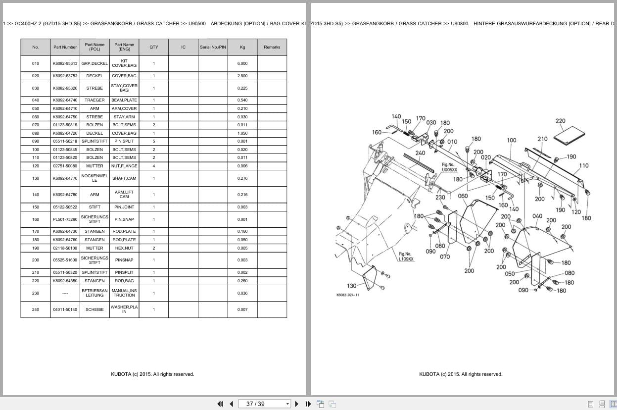 Kubota Tractor GC400HZ 2 GZD15 3HD S5 Parts Catalog EN DE (3)