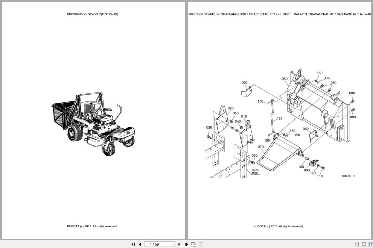 Kubota Tractor GC400HZ GZD15 HD Parts Catalog EN DE (1)