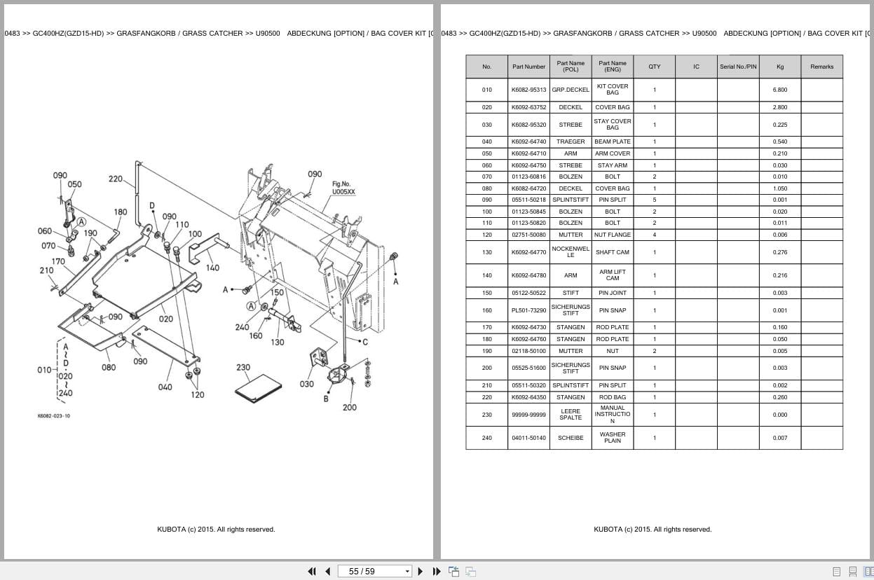 Kubota Tractor GC400HZ GZD15 HD Parts Catalog EN DE (2)