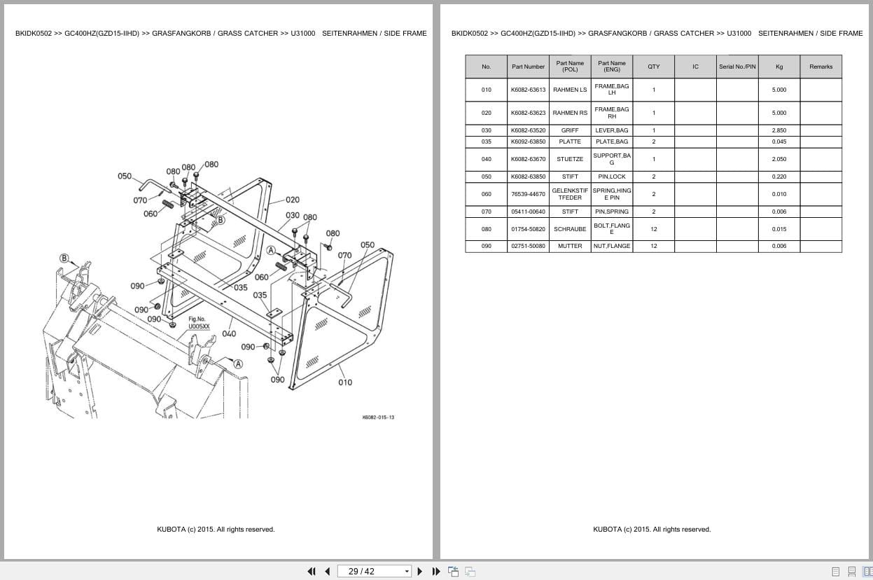 Kubota Tractor GC400HZ GZD15 IIHD Parts Catalog EN DE (2)