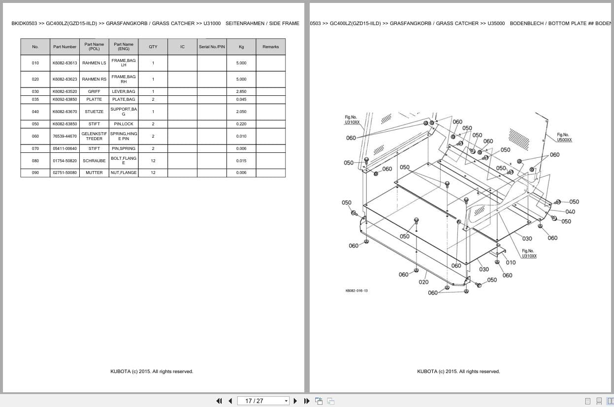 Kubota Tractor GC400LZ GZD15 IILD Parts Catalog EN DE (3)