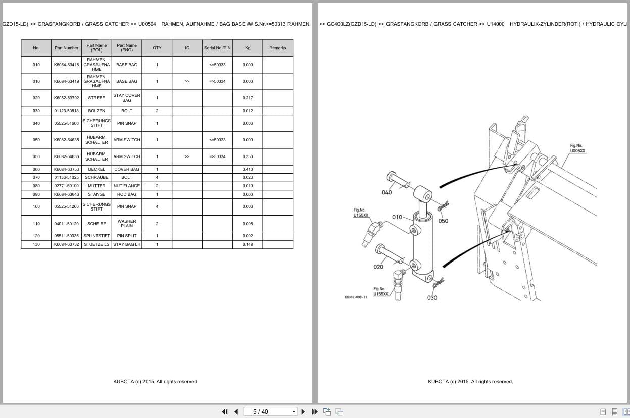 Kubota Tractor GC400LZ GZD15 LD Parts Catalog EN DE (2)