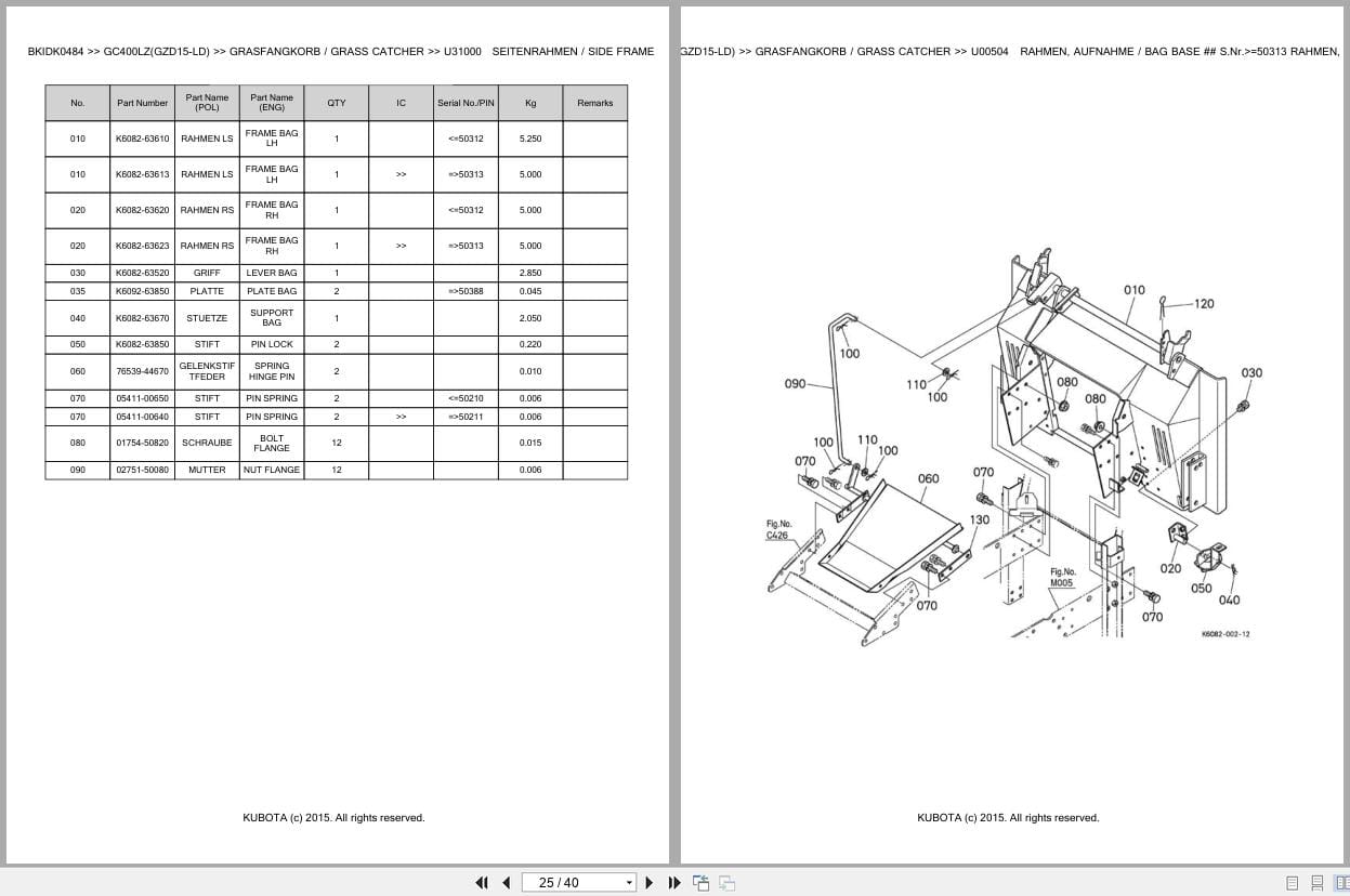 Kubota Tractor GC400LZ GZD15 LD Parts Catalog EN DE (3)