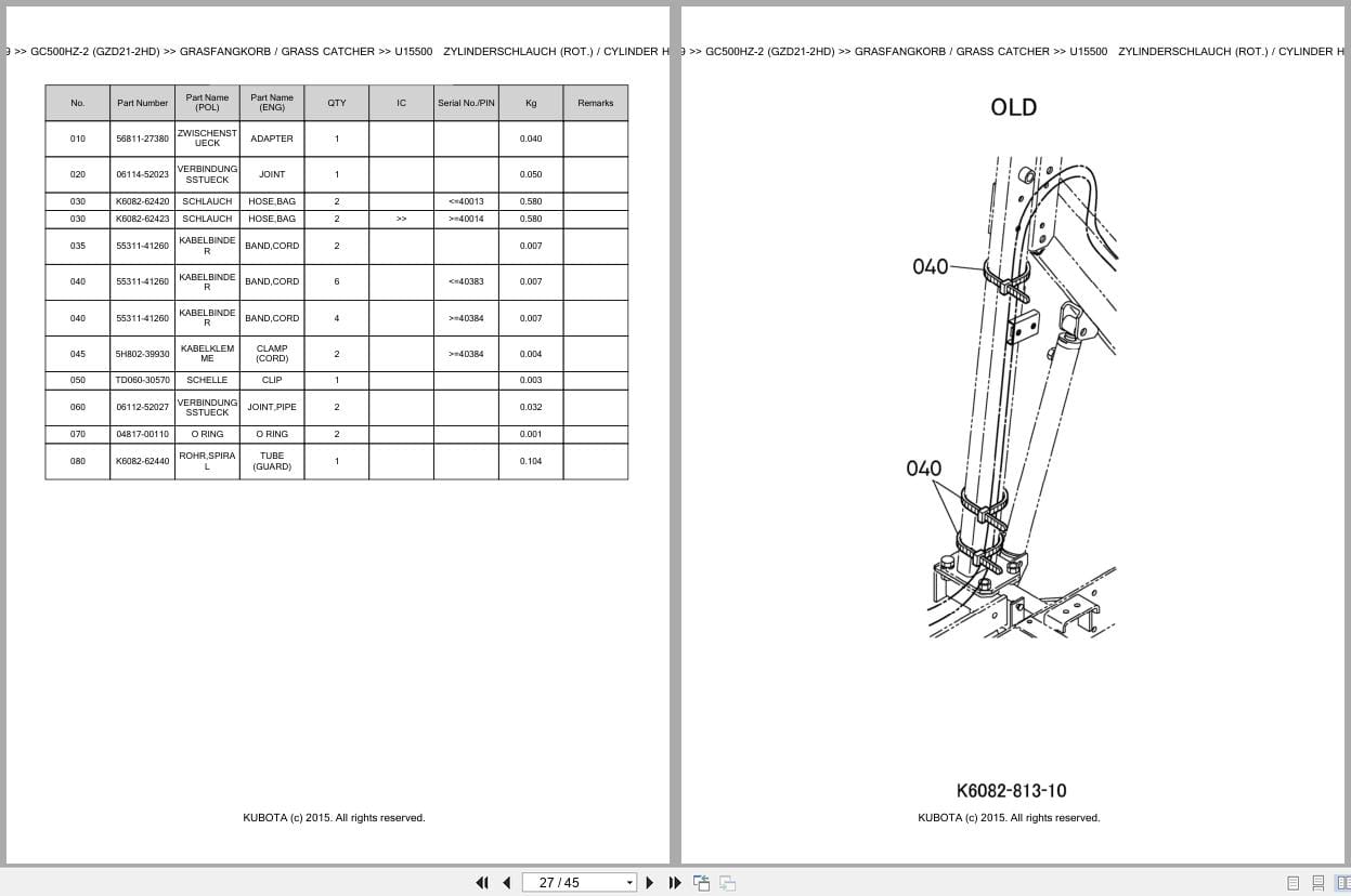Kubota Tractor GC500HZ 2 GZD21 2HD Parts Catalog EN DE (2)