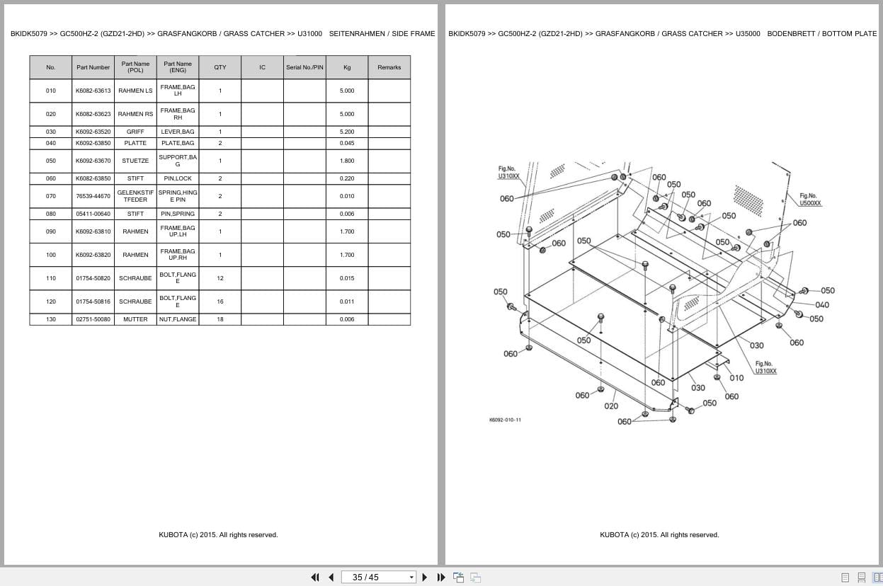 Kubota Tractor GC500HZ 2 GZD21 2HD Parts Catalog EN DE (3)