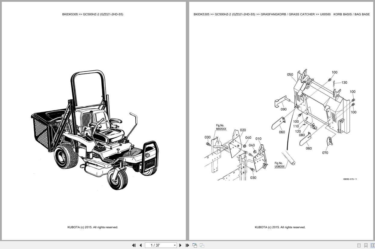 Kubota Tractor GC500HZ 2 GZD21 2HD S5 Parts Catalog EN DE (1)