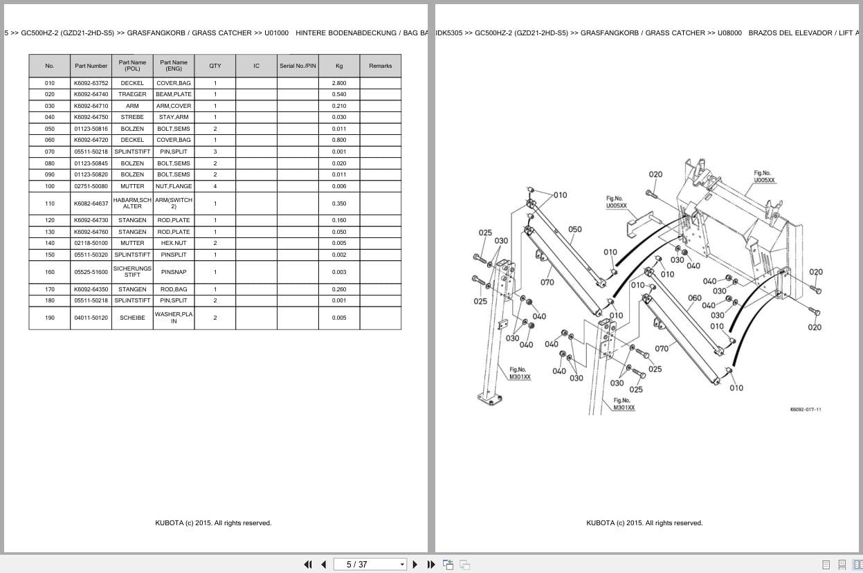 Kubota Tractor GC500HZ 2 GZD21 2HD S5 Parts Catalog EN DE (2)