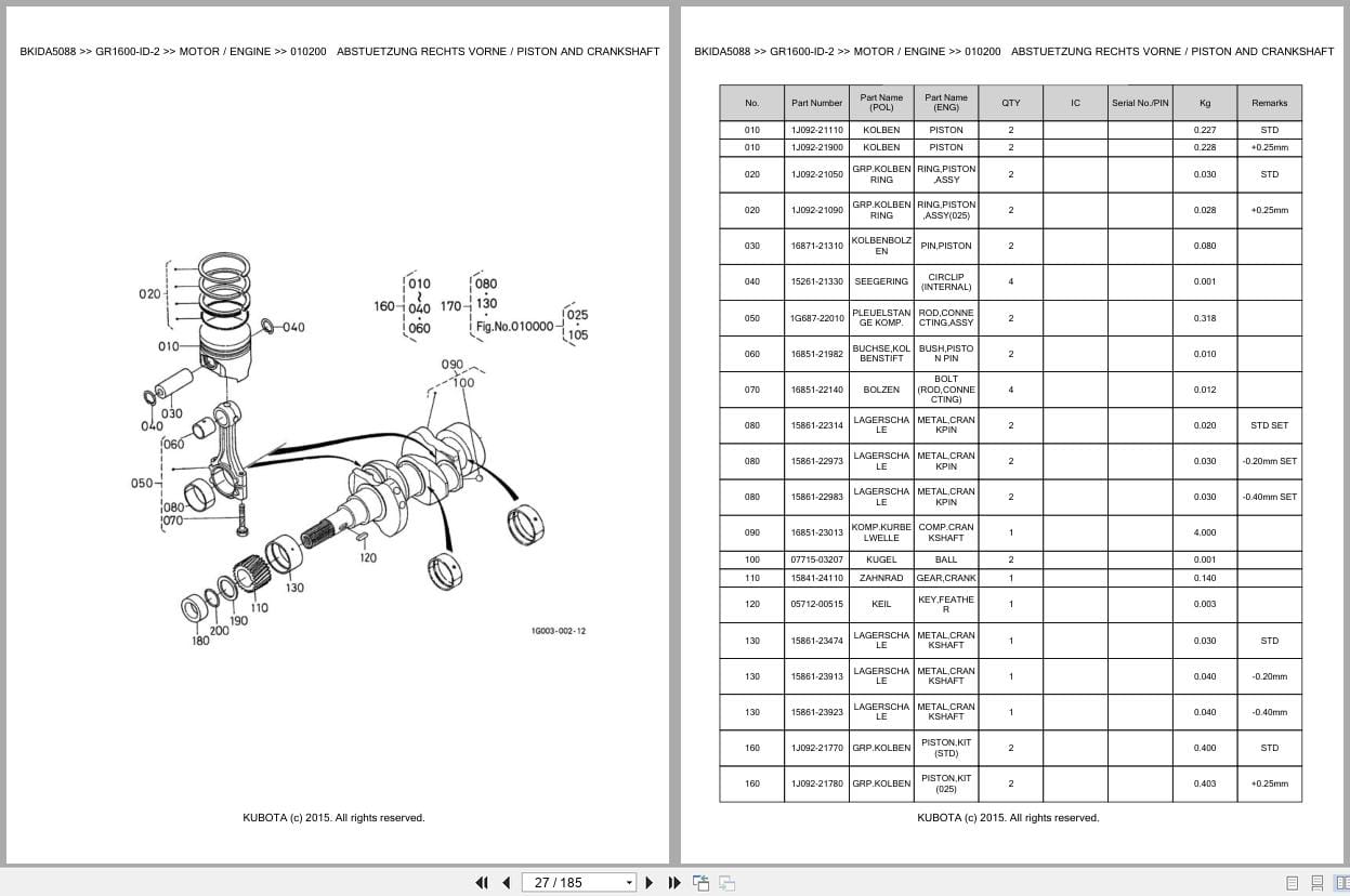 Kubota Tractor GR1600 ID 2 Parts Catalog EN DE (2)