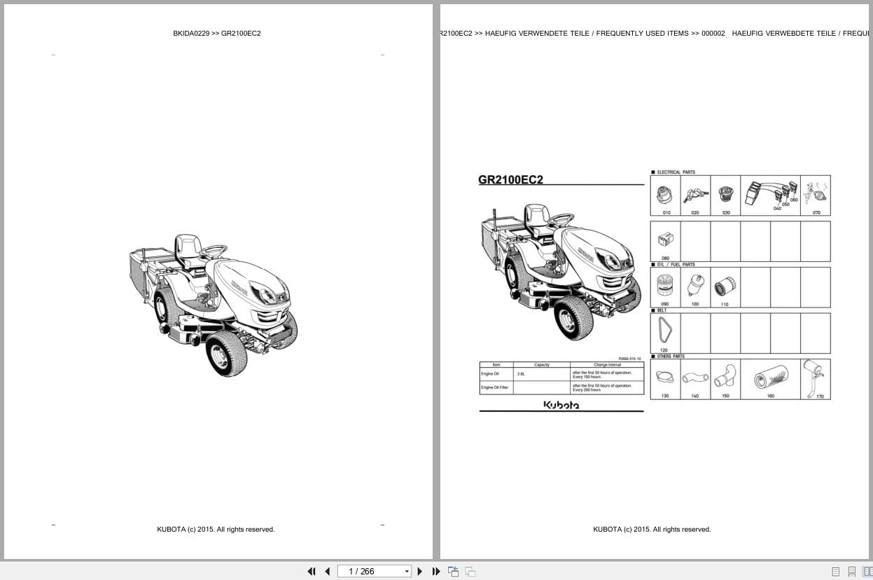 Kubota Tractor GR2100EC2 Parts Catalog EN DE (1)