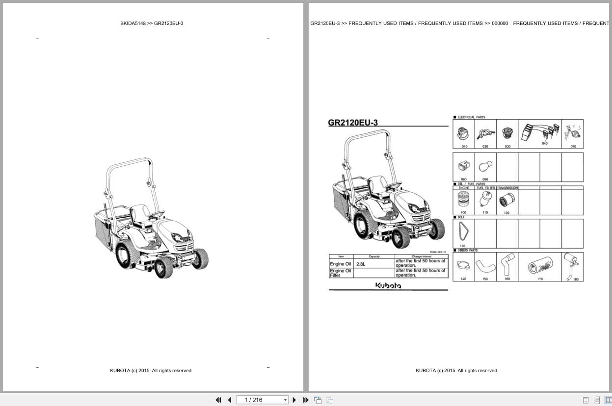 Kubota Tractor GR2120EU 3 Parts Catalog EN DE (1)