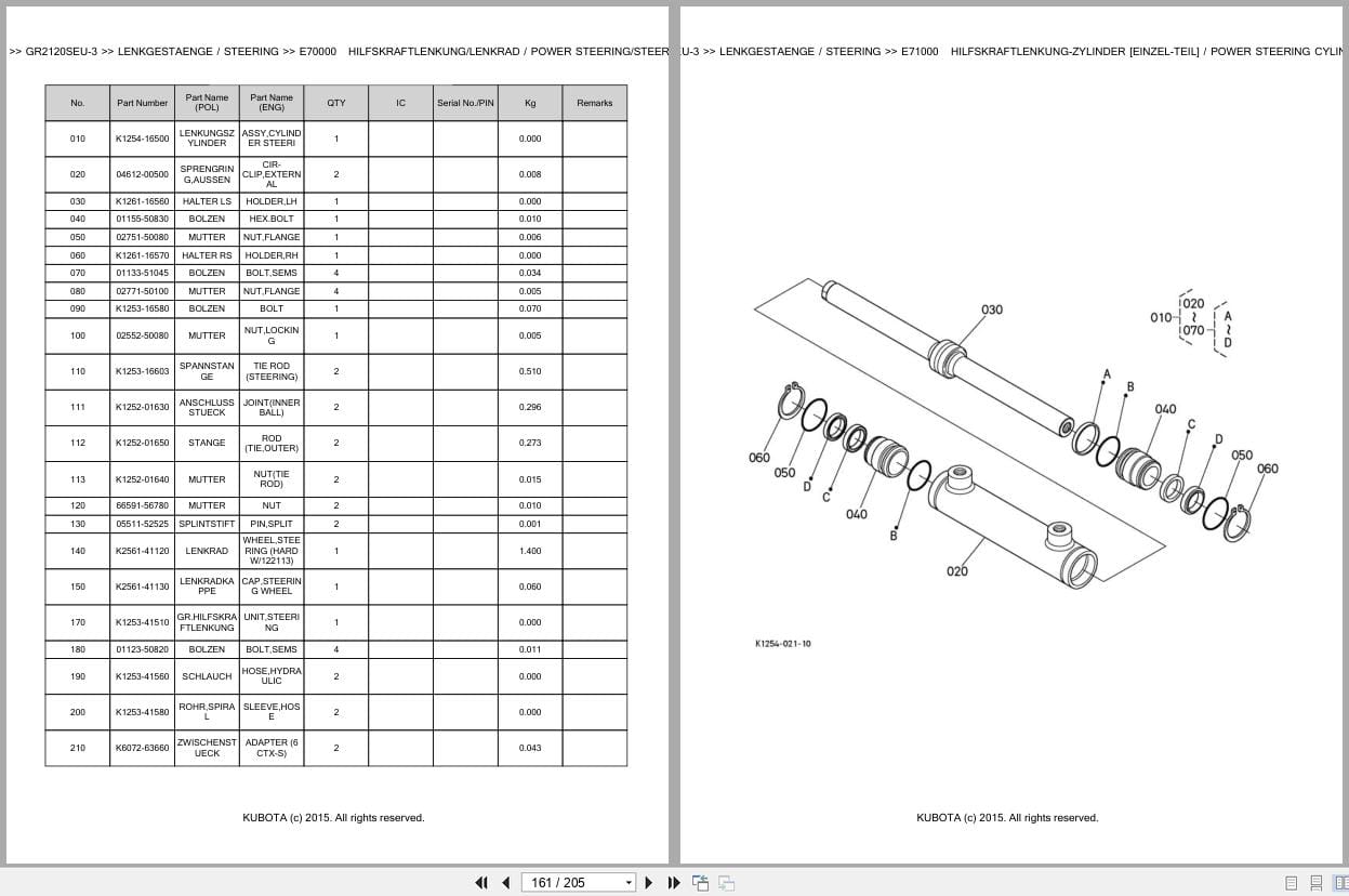Kubota Tractor GR2120SEU 3 Parts Catalog EN DE (3)