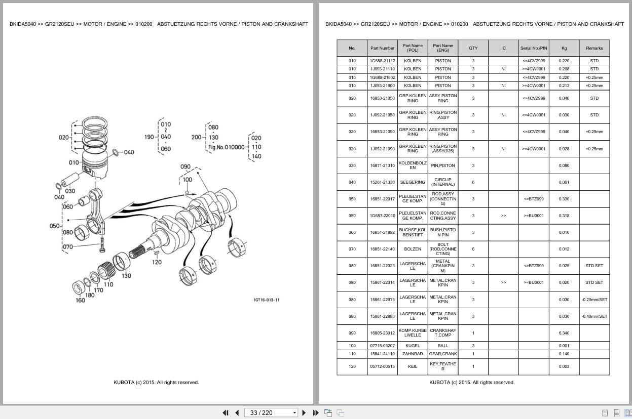 Kubota Tractor GR2120SEU Parts Catalog EN DE (2)