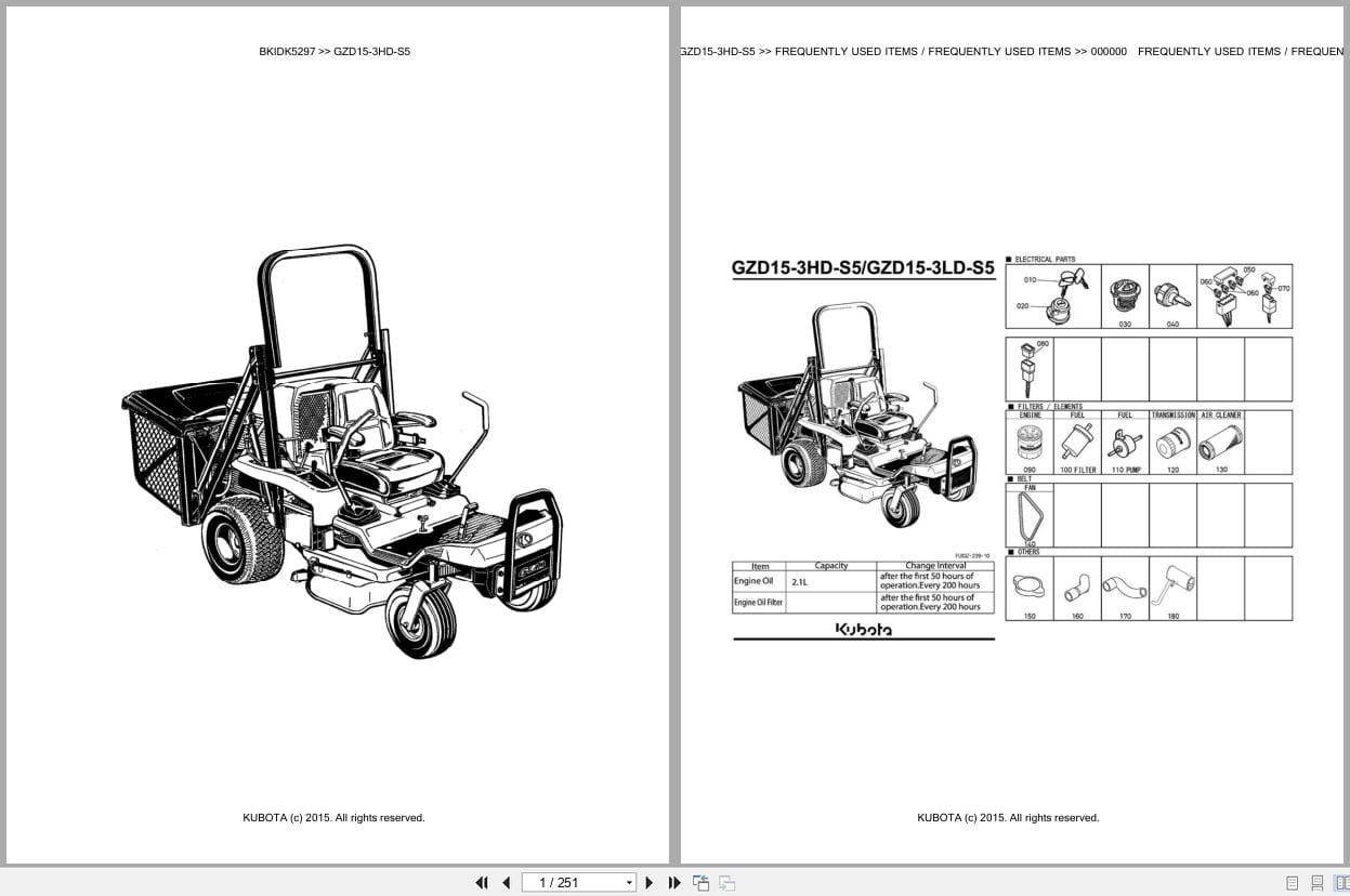 Kubota Tractor GZD15 3HD S5 Parts Catalog EN DE (1)
