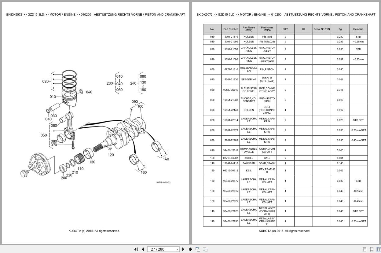 Kubota Tractor GZD15 3LD Parts Catalog EN DE (2)
