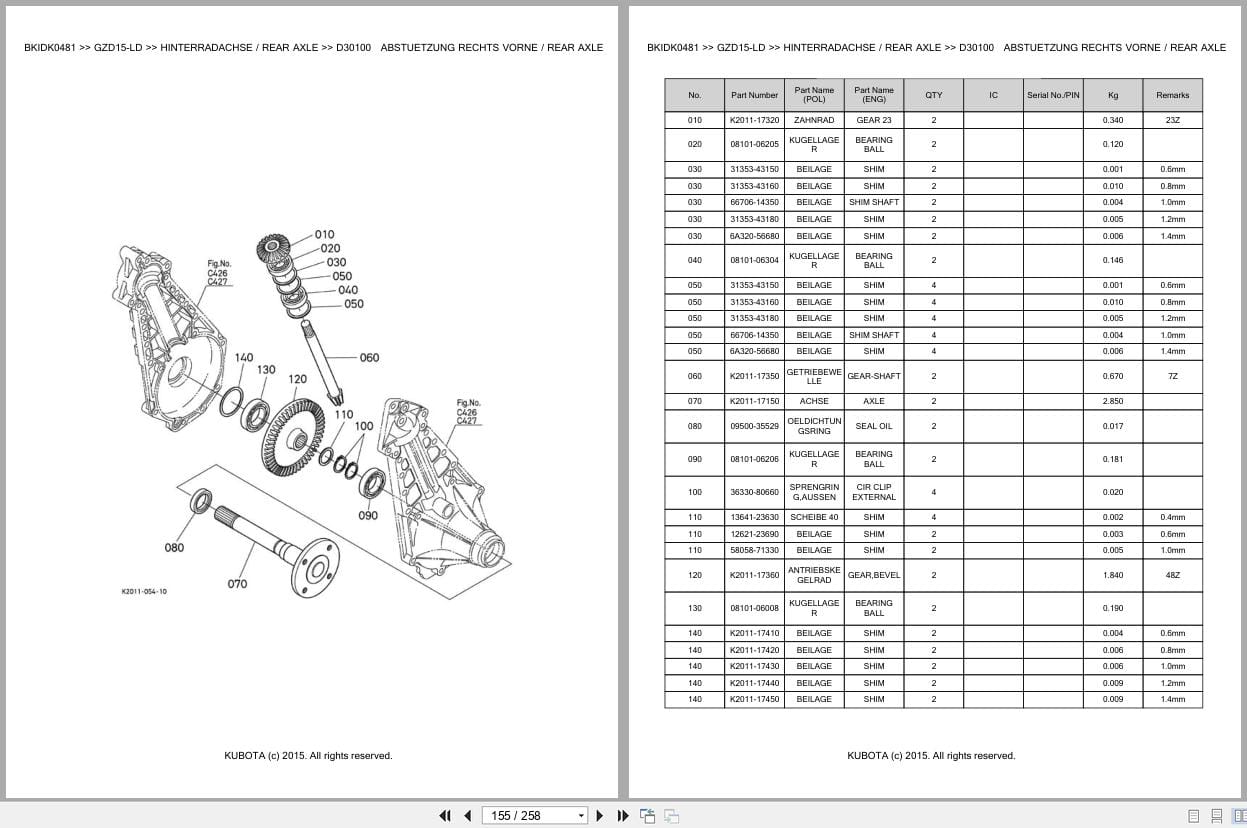 Kubota Tractor GZD15 LD Parts Catalog EN DE (3)