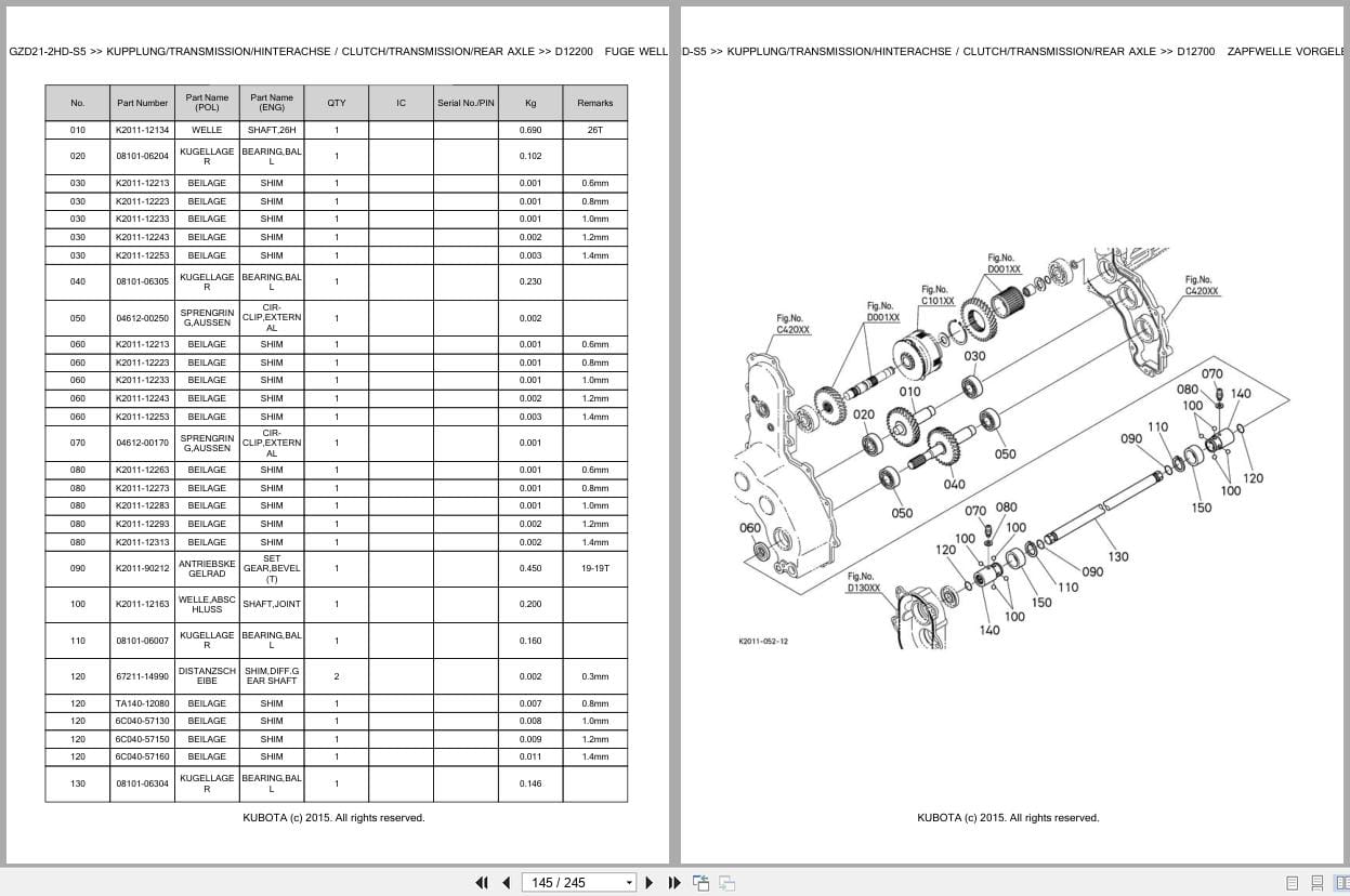 Kubota Tractor GZD21 2HD S5 Parts Catalog EN DE (3)