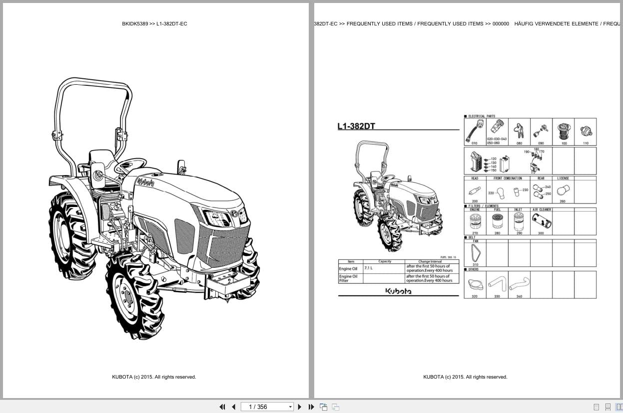 Kubota Tractor L1 382DT EC Parts Catalog EN DE (1)