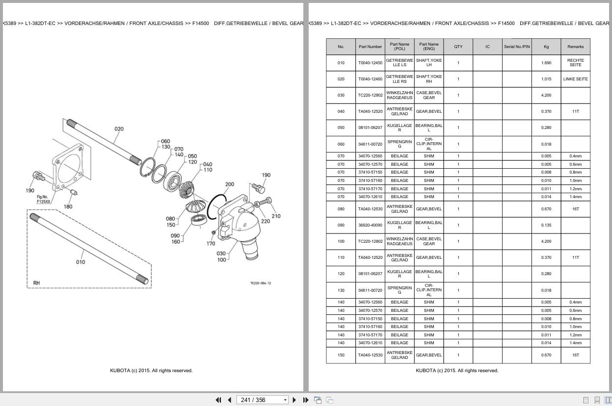 Kubota Tractor L1 382DT EC Parts Catalog EN DE (3)
