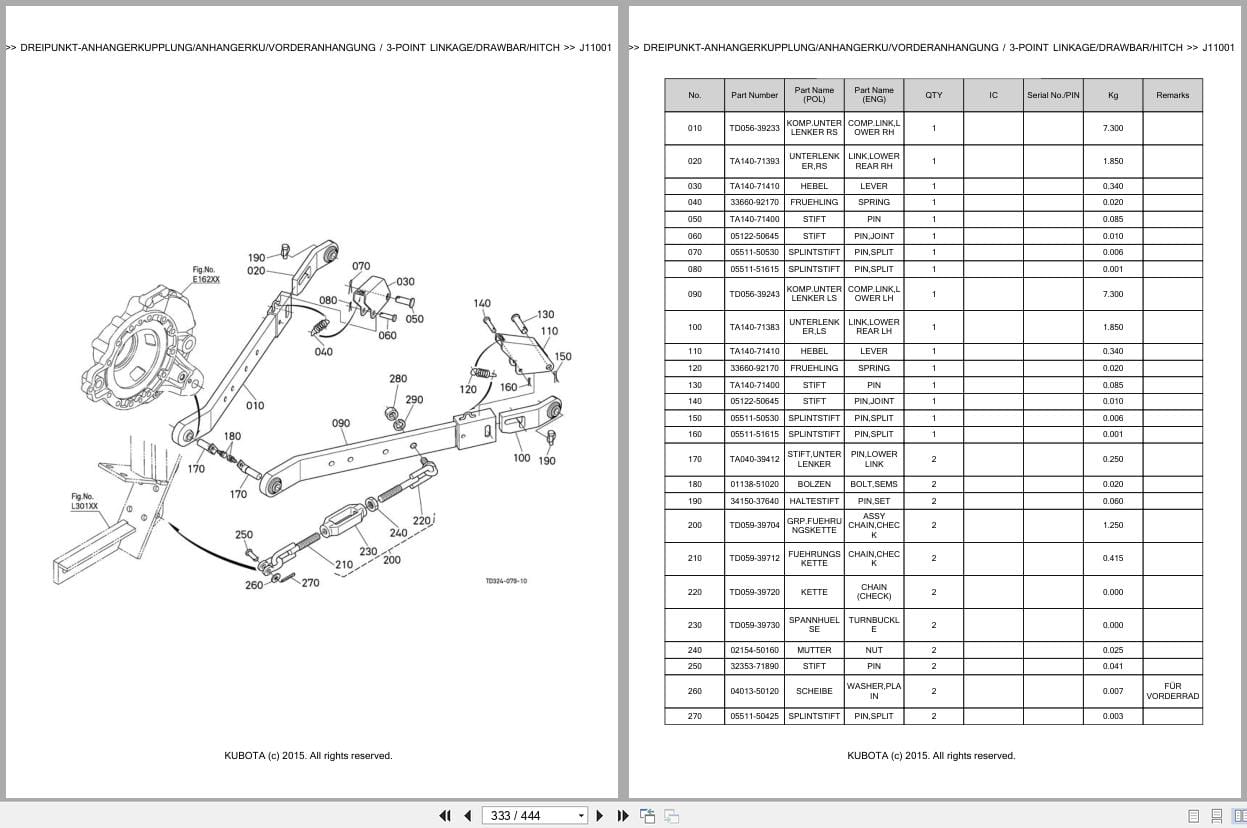 Kubota Tractor L1 452DT EC Parts Catalog EN DE (2)