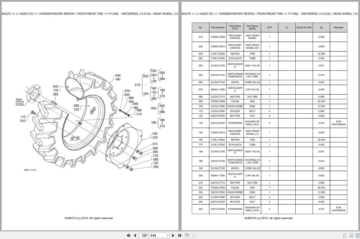 Kubota Tractor L1 452DT EC Parts Catalog EN DE (3)