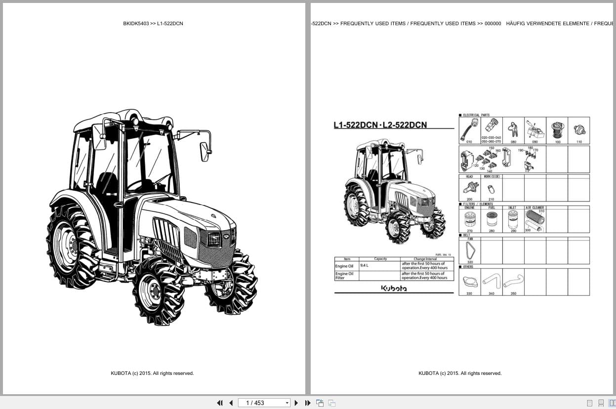 Kubota Tractor L1 522DCN Parts Catalog EN DE (1)