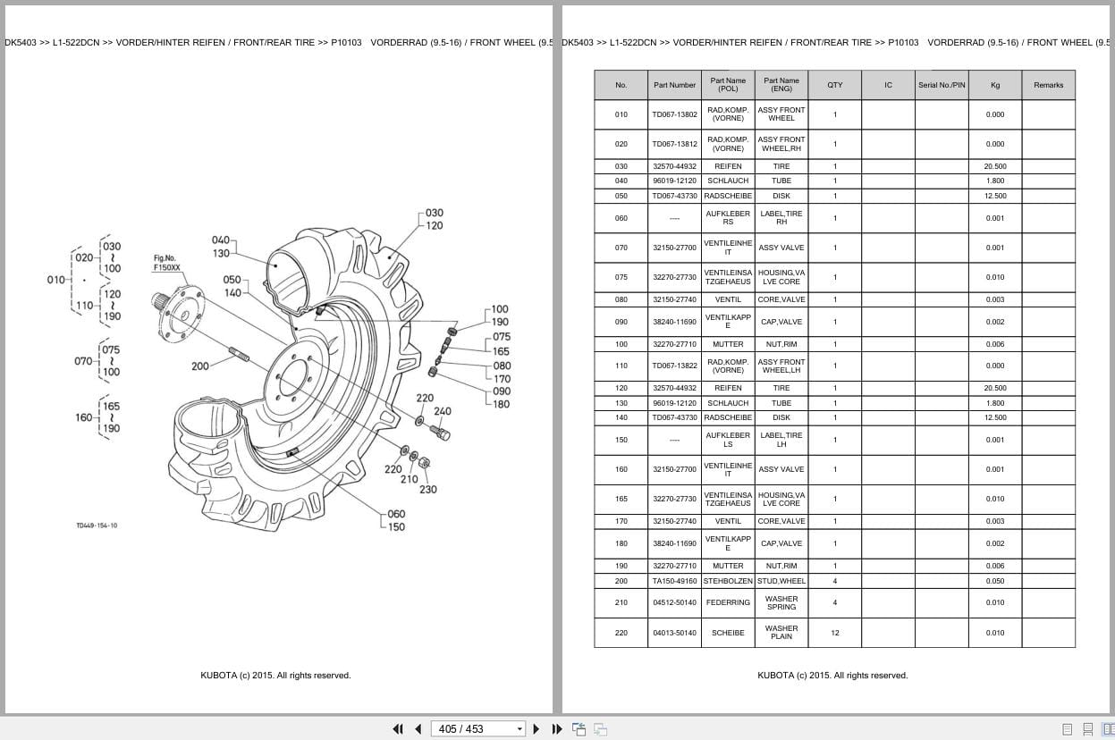 Kubota Tractor L1 522DCN Parts Catalog EN DE (3)