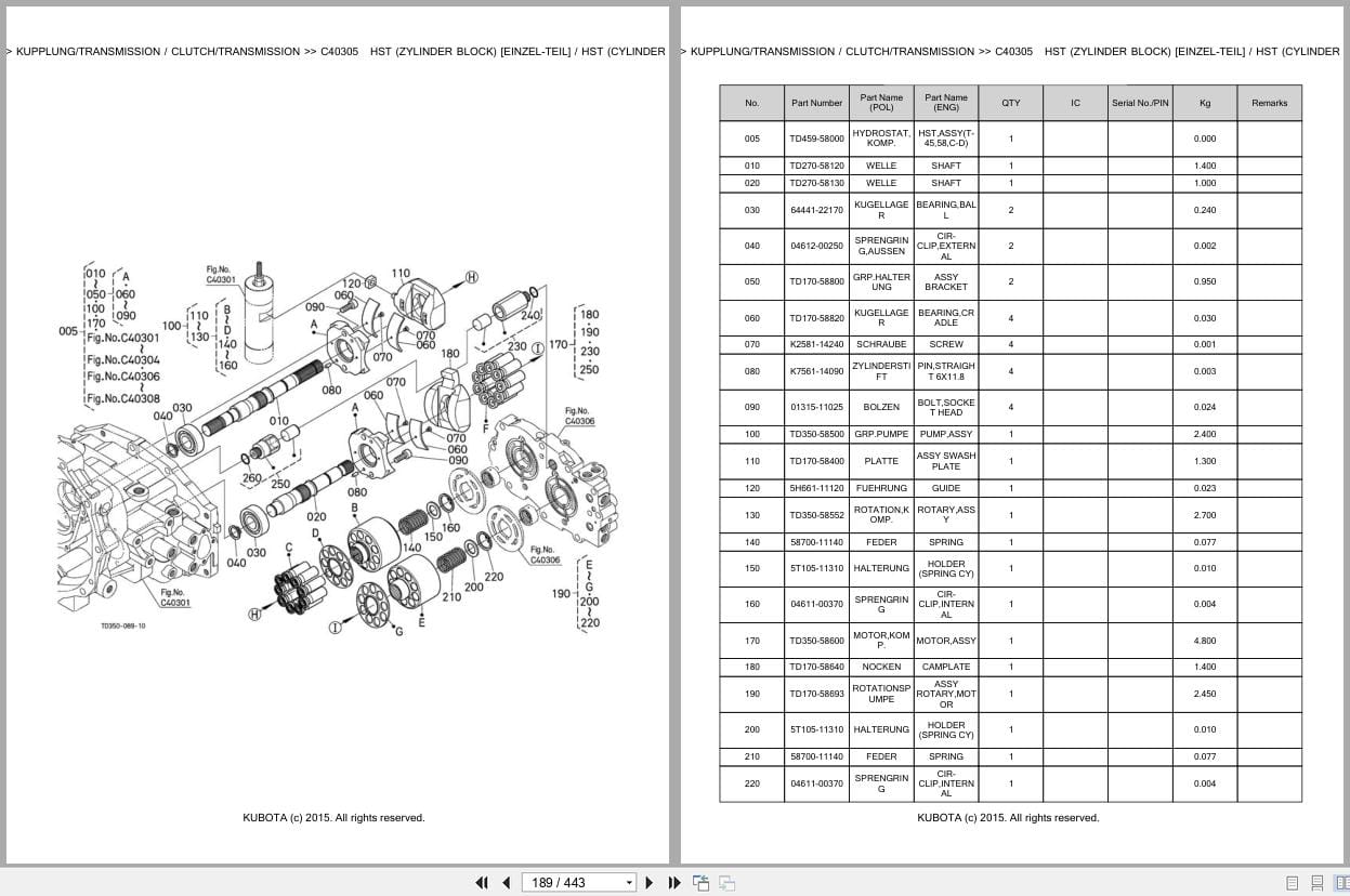 Kubota Tractor L1 552HST Parts Catalog EN DE (2)