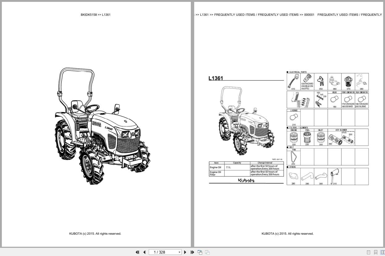 Kubota Tractor L1361 Parts Catalog EN DE (1)