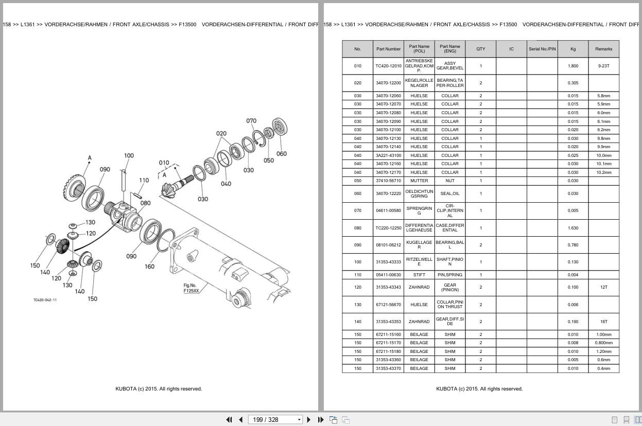 Kubota Tractor L1361 Parts Catalog EN DE (2)