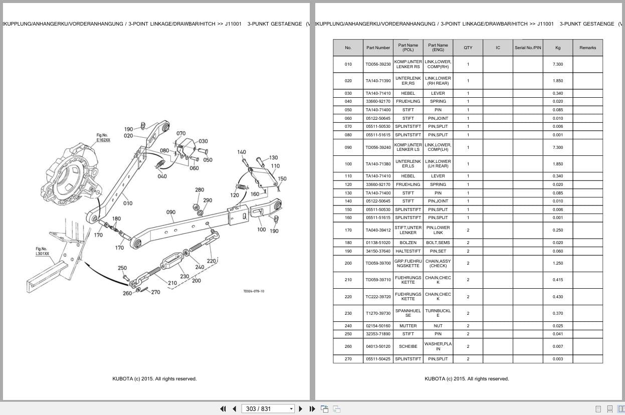 Kubota Tractor L1421HST Parts Catalog EN DE (2)