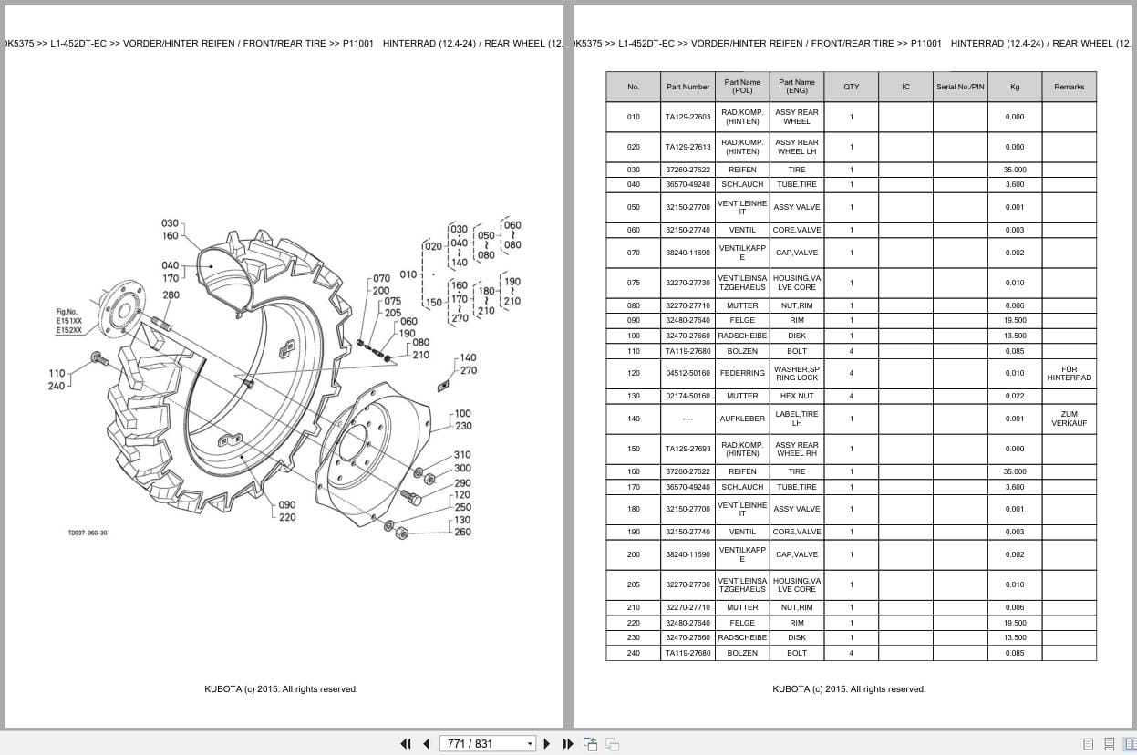 Kubota Tractor L1421HST Parts Catalog EN DE (3)