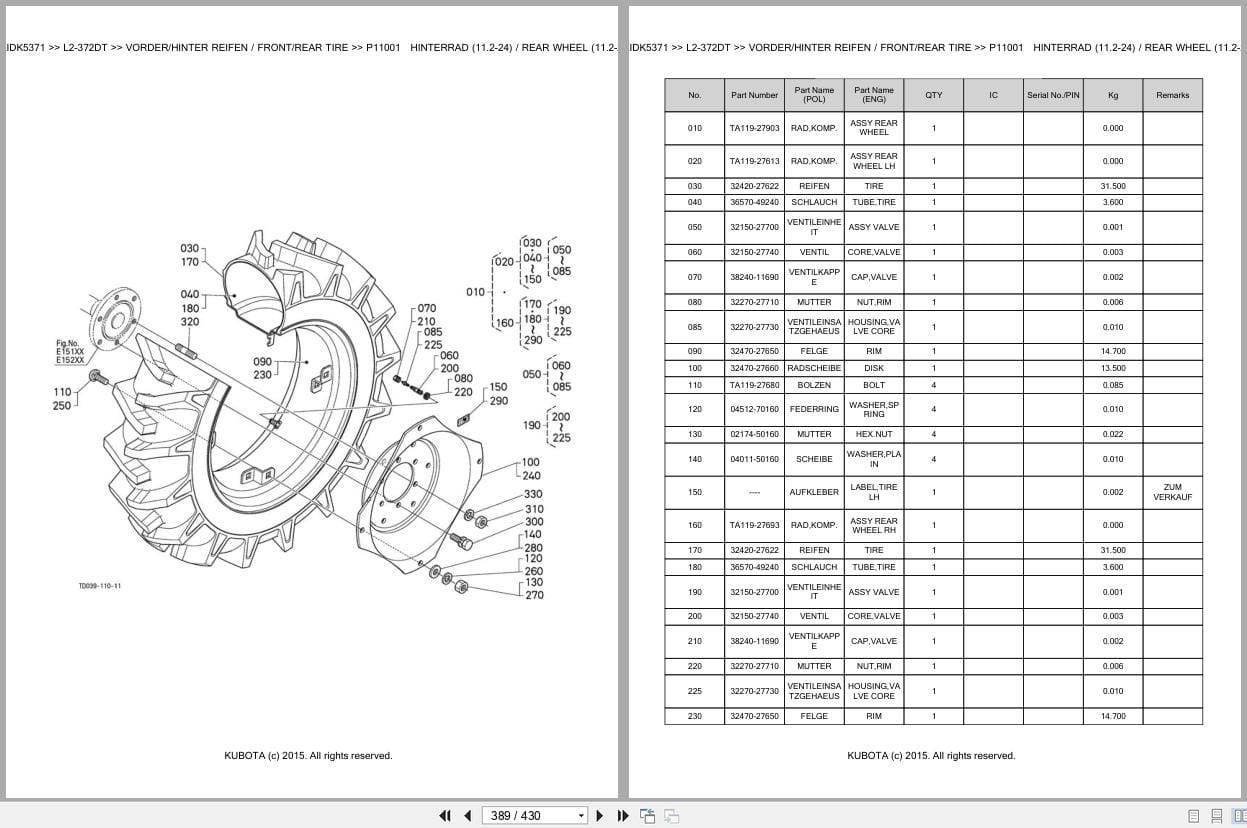 Kubota Tractor L2 372DT Parts Catalog EN DE (3)