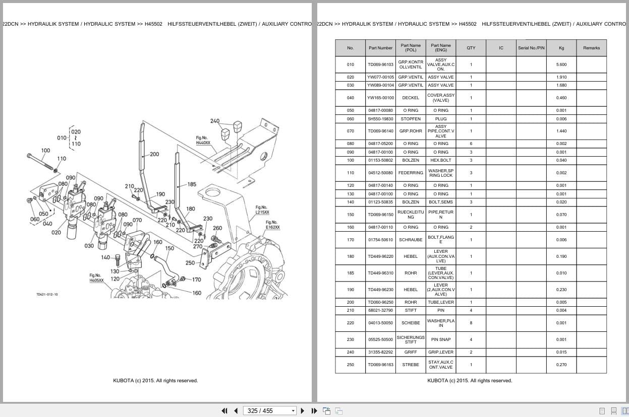 Kubota Tractor L2 522DCN Parts Catalog EN DE (2)