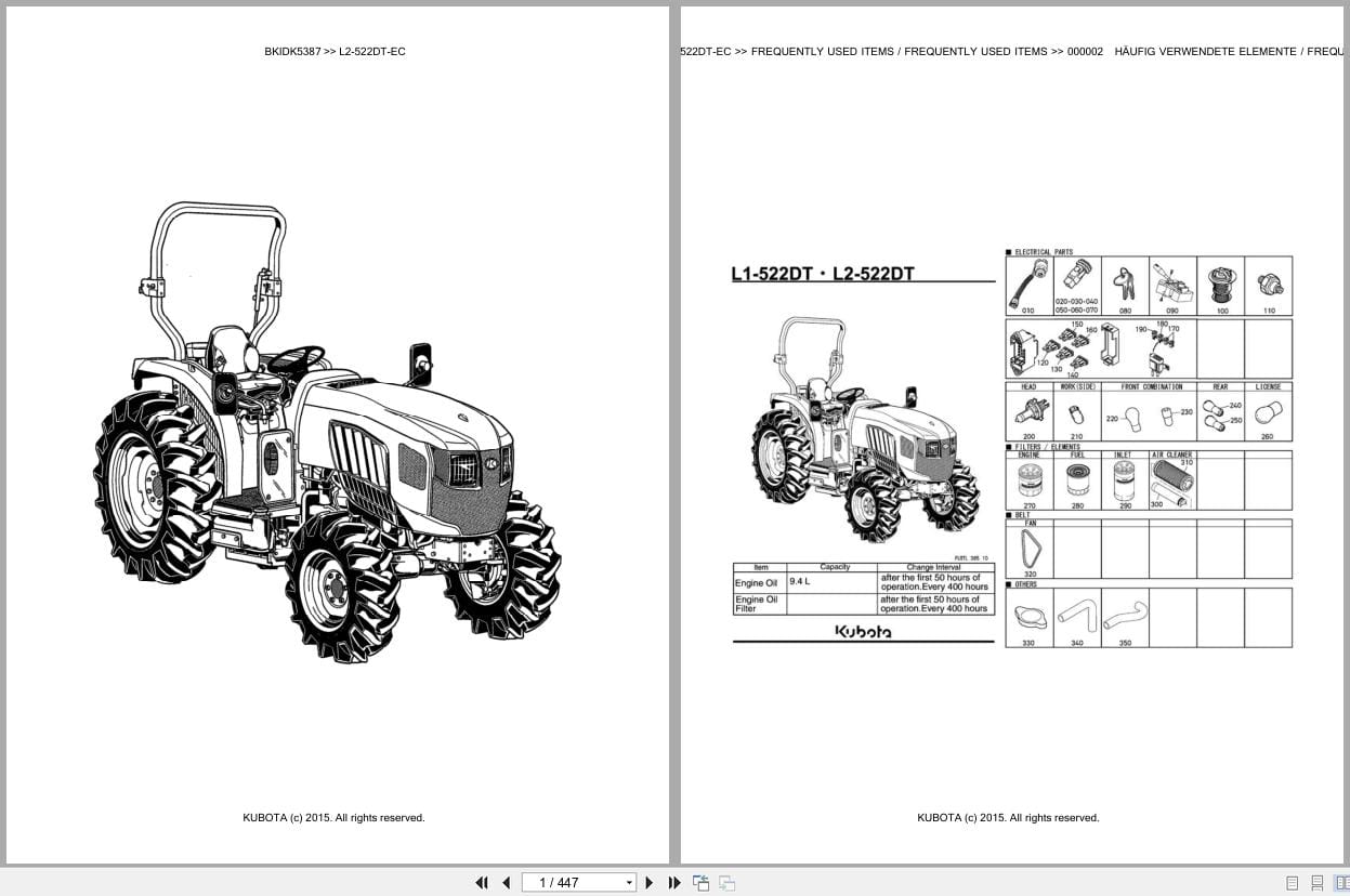 Kubota Tractor L2 522DT EC Parts Catalog EN DE (1)