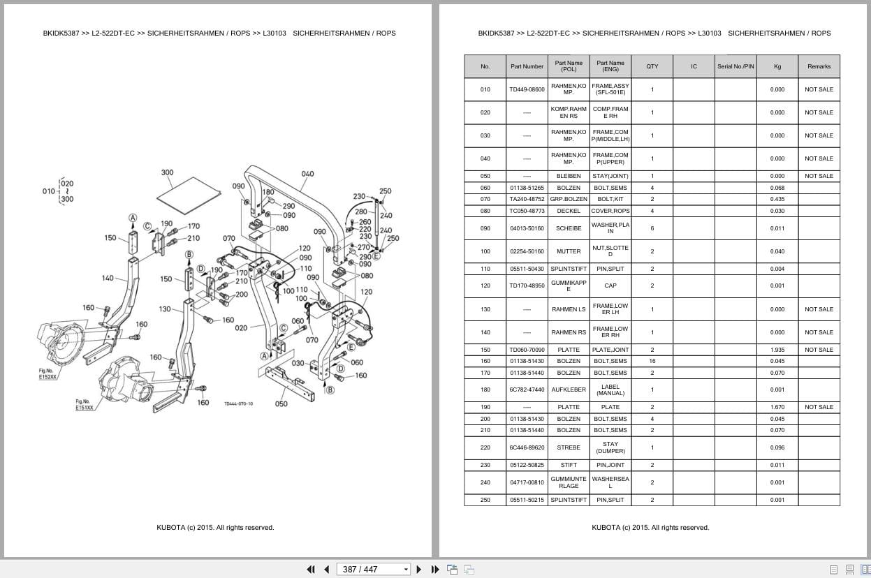 Kubota Tractor L2 522DT EC Parts Catalog EN DE (3)