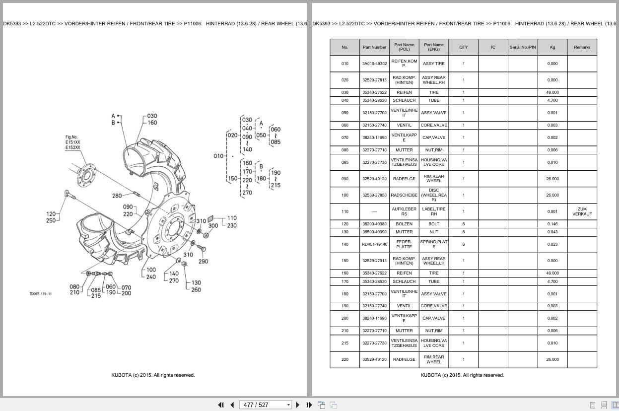 Kubota Tractor L2 522DTC Parts Catalog EN DE (3)