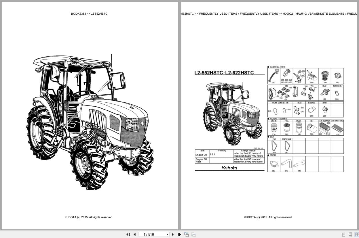 Kubota Tractor L2 552HSTC Parts Catalog EN DE (1)