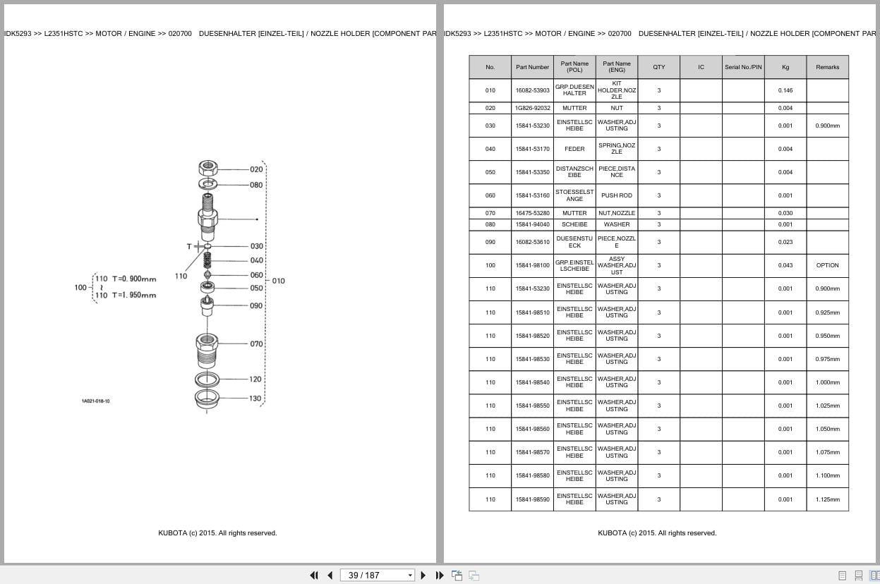 Kubota Tractor L2351HSTC Parts Catalog EN DE (3)