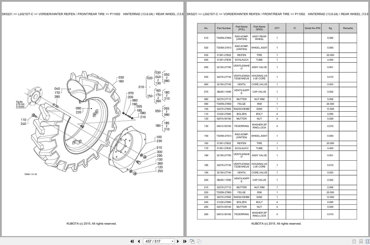 Kubota Tractor L2421DT C Parts Catalog EN DE (3)