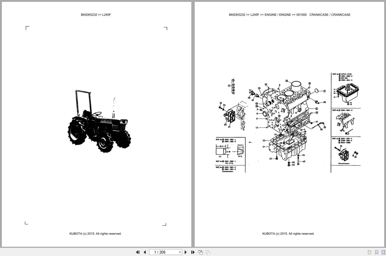 Kubota Tractor L245F Parts Catalog EN DE (1)