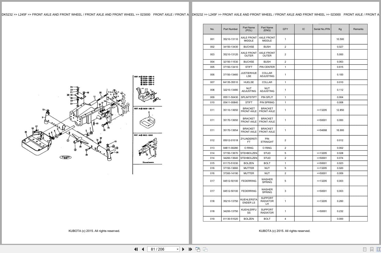 Kubota Tractor L245F Parts Catalog EN DE (2)