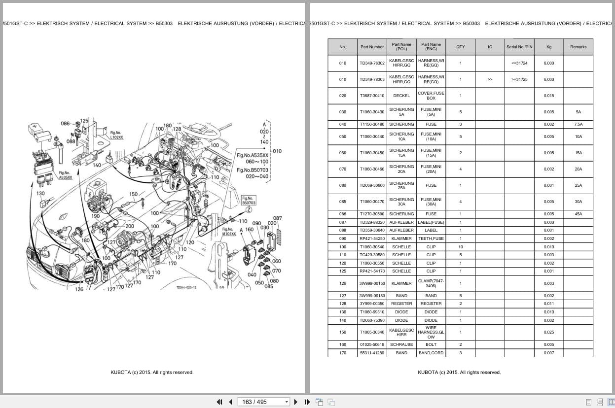 Kubota Tractor L2501GST C Parts Catalog EN DE (3)