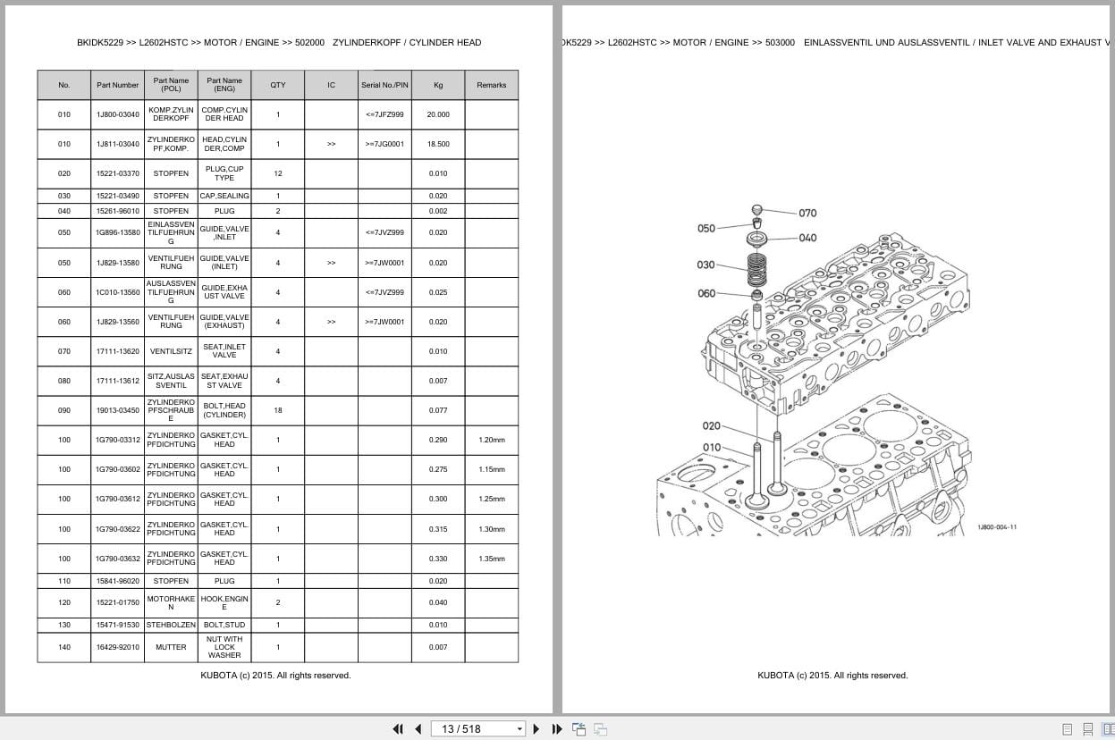 Kubota Tractor L2602HSTC Parts Catalog EN DE (2)