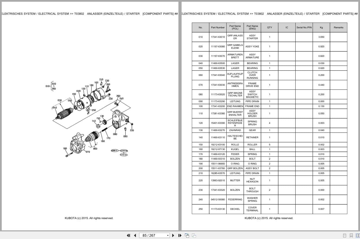 Kubota Tractor L3250DT Parts Catalog EN DE (2)